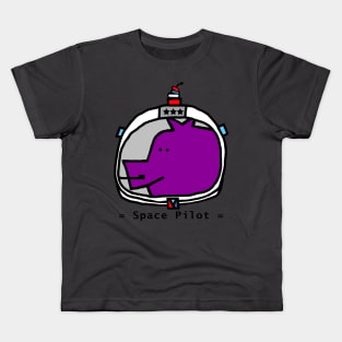 Astronaut Space Pilot Sci Fi Purple Pig Portrait Kids T-Shirt